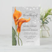 オレンエレガントジカラユリの水の色結婚の 招待状 (スタンド正面)