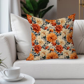 オレンエレガントジクリームティール（緑がかった色）フローラ クッション