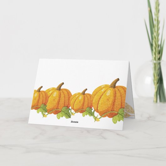 オレンエレガントジグリッターパンプキンハッピーサンクスギビング シーズンカード (裏面)