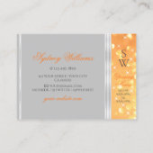 オレンエレガントジグリッターモノグラムグレイ縁どシルバー 名刺 (裏面)