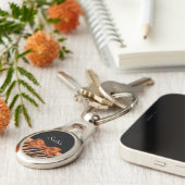 オレンエレガントジゼブラプリントフェイクグリッツ弓と名前 キーホルダー (側面)