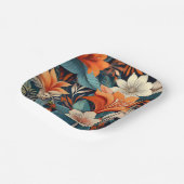 オレンエレガントジターコイズ花柄フローラ ペーパープレート (傾斜あり)