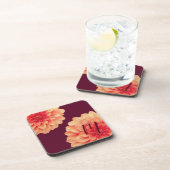 オレンエレガントジダリアスフラワーブルゴーニュ・モノグラム コースター (右側)