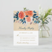 オレンエレガントジバラ水彩フローラRSVPカード アドバイスカード (スタンド正面)