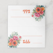 オレンエレガントジピンクウォーターフローラ結婚ズ プレイスカード (外部開封)