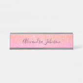 オレンエレガントジピンクグリッタースパークルモダン デスクネームプレート (正面)