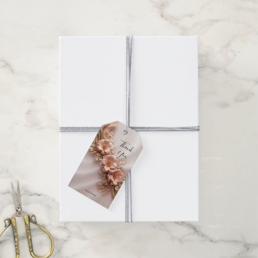 オレンエレガントジピーチフローラギフトラベル ギフトタグ (より糸付き)