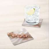 オレンエレガントジピーチフローラ紙コースター スクエアペーパーコースター (インサイチュ)