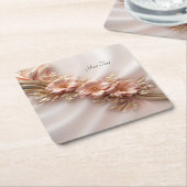 オレンエレガントジピーチフローラ紙コースター スクエアペーパーコースター (アングル)