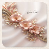 オレンエレガントジピーチフローラ紙コースター スクエアペーパーコースター (正面)