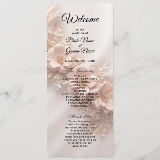 オレンエレガントジピーチフローラ結婚式 プログラム (正面)