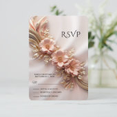 オレンエレガントジピーチフローラRSVPカード 出欠カード (スタンド正面)