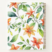 オレンエレガントジフラワーズ庭園愛好家パーソナライズされた ノートブック (裏面)