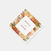 オレンエレガントジフラワーフレーム結婚式パーティー スタンダードカクテルナプキン (角)