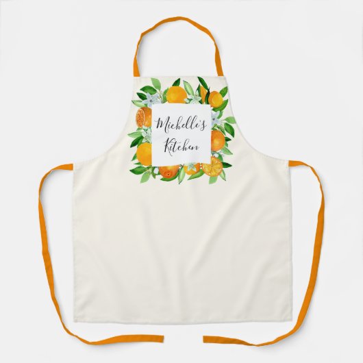 オレンエレガントジフルーツと花植物学 エプロン (正面)