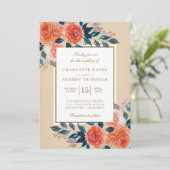 オレンエレガントジフローラウォーター結婚カラー 招待状 (スタンド正面)