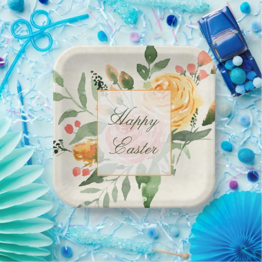 オレンエレガントジフローラカスタムイースターホリデー ペーパープレート (パーティー)