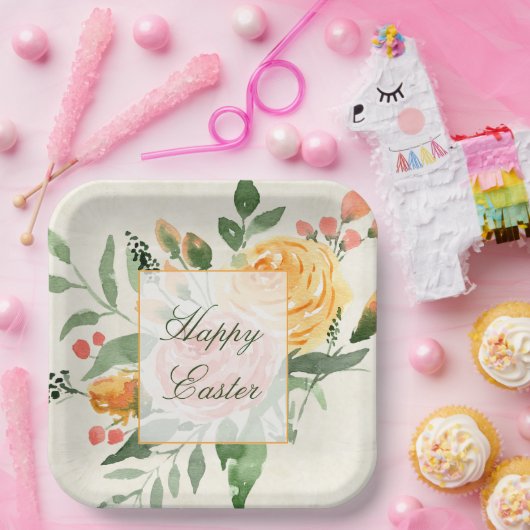 オレンエレガントジフローラカスタムイースターホリデー ペーパープレート (パーティー)