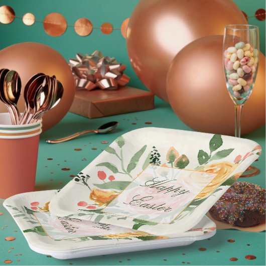 オレンエレガントジフローラカスタムイースターホリデー ペーパープレート (複数)