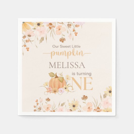 オレンエレガントジフローラザリトルカボチャ誕生日 スタンダードカクテルナプキン (正面)
