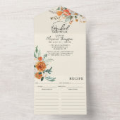 オレンエレガントジフローラブライダルシャワーとレシピ オールインワン招待状 (内側)