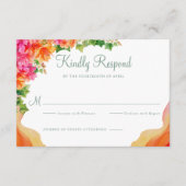 オレンエレガントジフローラブーゲンビルウェディングRSVP エンクロージャーカード (正面)