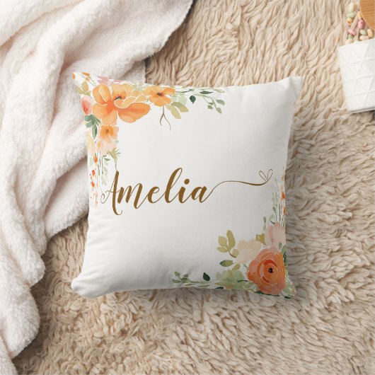 オレンエレガントジフローラベビーシャワー装飾用クッション クッション (ブランケット)