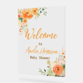 オレンエレガントジフローラ赤ちゃんシャワーアクリルサイン アクリルサイン (傾斜)