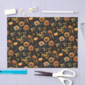 オレンエレガントジブラック秋フローラ 薄葉紙 (クラフト)