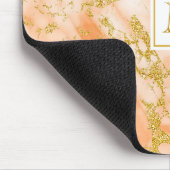 オレンエレガントジマーブルモノグラムフェイク金ゴールドグリッター マウスパッド (コーナー)