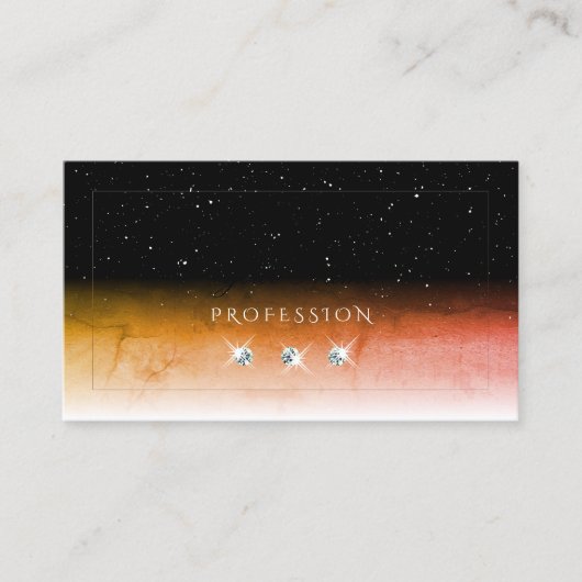 オレンエレガントジマーブル白黒スタイリッシュ宝石 名刺 (正面)