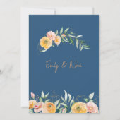 オレンエレガントジモダン・ブルー・ウォーター・カラー・フローラ 招待状 (裏面)