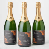 オレンエレガントジュ伝統的結婚フラワーズ スパークリングワインラベル (ボトル)