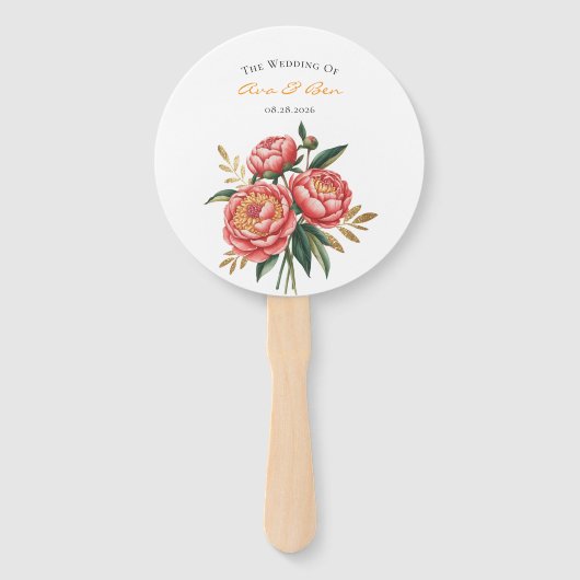 オレンエレガントジュ牡丹結婚ブーケ ハンドファン (正面)