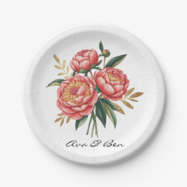 オレンエレガントジュ牡丹結婚ブーケ ペーパープレート