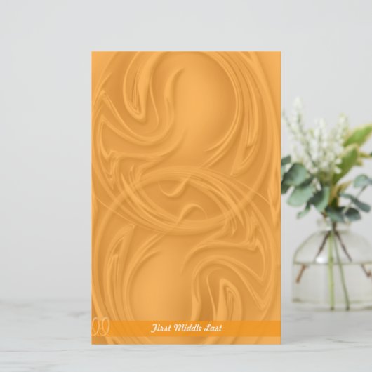 オレンエレガントジ抽象芸術上のストロークパーソナライズされた 便箋 (スタンド正面)