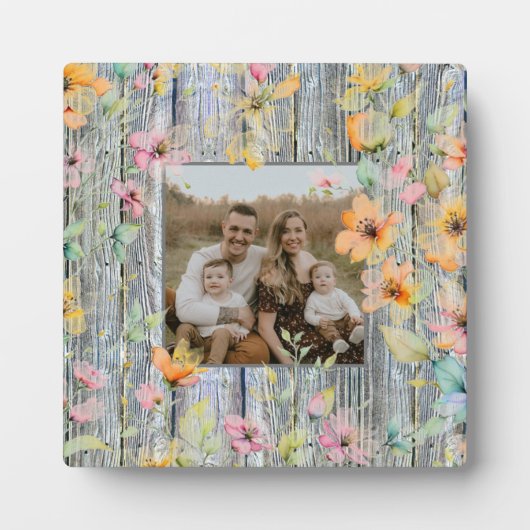 オレンエレガントジ水彩野花バーウッド フォトプラーク (正面)