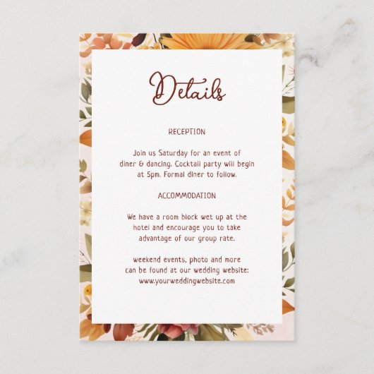 オレンエレガントジ花枠結婚詳細 エンクロージャーカード (正面)