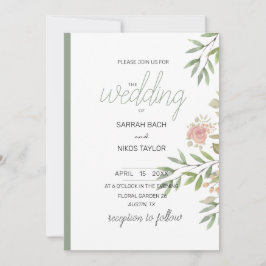 オレンエレガントジ赤面バラ水彩 招待状