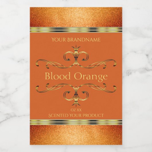 オレンエレガントジ金ゴールド製品ラベルのグリッター縁ど フードラベル (シングルラベル)