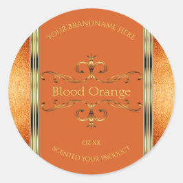 オレンエレガントジ金ゴールド製品ラベルのグリッター縁ど ラウンドシール