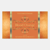 オレンエレガントジ金ゴールド製品ラベルのグリッター縁ど 長方形シール (正面)