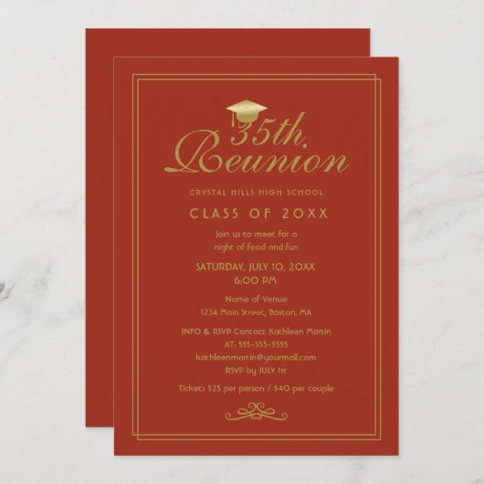 オレンエレガントジ金ゴールド35thクラス懇親会招待状 招待状 (正面/裏面)