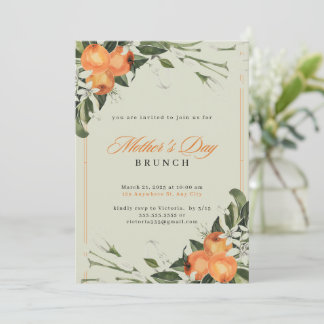オレンエレガントジ&グリーンウォーターの色の母の日 招待状