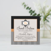 オレンエレガントジ&ブラックシックスウィート16招待状 招待状 (スタンド正面)