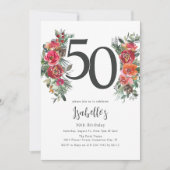 オレンエレガントジ&レッドフローラ50誕生日 招待状 (正面)