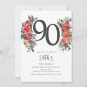 オレンエレガントジ&レッドフローラ90誕生日 招待状 (正面)