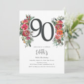 オレンエレガントジ&レッドフローラ90誕生日 招待状 (スタンド正面)