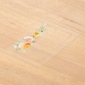 オレンエレガントモダンジ黄色の水カラーフローラ アクリル招待状 (レイダウン)