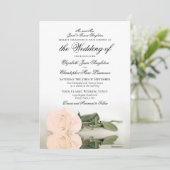 オレンエレガント淡い色のジまたはピーチのバラフォーマルの結婚 招待状 (スタンド正面)